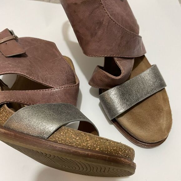 SOFFT Christine Platform Stacked Heel Leather Sandals Beta Gray Anthracite Sz 9 - Picture 9 of 14